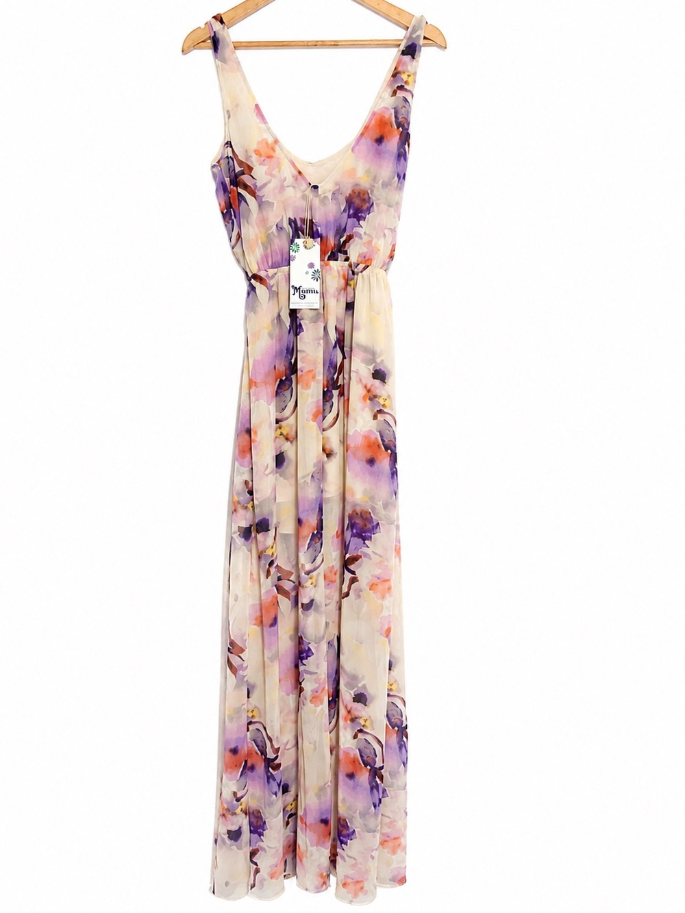 Show Me Your Mumu Floral Maxi Dress Boho Wedding Guest Flowy Watercolor NWT M - Picture 3 of 9